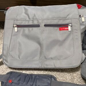 Skip hop Gray and Red Diaper Bag